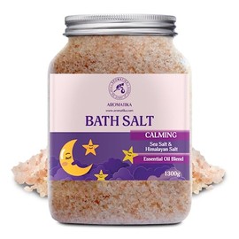 Sales de baño calmantes 1300 g – 1,3 kg – con aceites esenciales de sándalo y lavanda y bergamota – Lo mejor para baño – sales de baño naturales – Bue