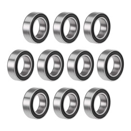 TOP-VIGOR 10Pcs MR106-2RS Deep Groove Ball Bearings, Z2 6mm x 10mm x 3mm Double Sealed Industrial Bearings, Chrome Steel Skateboard Bearings for Electrical Instrument Equipment, Black