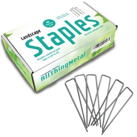 AllThingMetal Galvanized Garden Stakes Landscape Staples: 100 Pack 6 Inch Sod and Fence Stake - Sturdy Rust Resistant Gardening Supplies for Anchoring Landscaping, Weed Barrier Fabric, Ground Cover