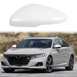 White Left Driver Side Mirror Cover Cap Housing Compatible with 2018 2019 2020 2021 2022 Honda Accord Touring and Touring Hybrid with Turn Signal Model