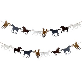 volumoon Pack of 16 Horse Birthday Party Decorations, Felt Horse Party Decorations, Celebration Bunting, Birthday Garland, Party Banner, Celebration Decoration Banner, Party Decoration for Boys Girls