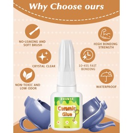 Waterproof Ceramic Repair Glue- Super Ceramic Glue Repair Temperature Resistant Ceramics Glues for Pottery, Instant Strong Ceramics Glues Repairs for Fine China, Mugs, DIY Craft