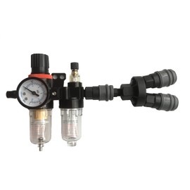 Pawleso Pressure Regulator Compressed Air 1/4 Inch Air Filter Pressure Regulator with Oil Water Separator and PVC 2-Way Valve Air Distributor Y Type Air Distributor Coupling Pieces