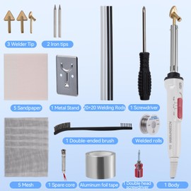 100W Plastic Welding Kit, 2-in-1 Plastic Welder & Soldering Iron Kit, 3-Speed Adjustment Temp Soldering Kit with 40pcs Rods, 5 Soldering Tips, Surface Repair Tool for Car Bumper,Dashboard (White)