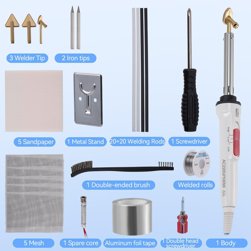 100W Plastic Welding Kit, 2-in-1 Plastic Welder & Soldering Iron