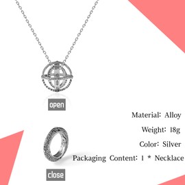 Ticome 1 Creative Ring and 1 Chain, German Astronomical Ball Ring Necklace Retro Flip Transform Astronomical Mystery Enlightenment Text Rune Carving Jewelry