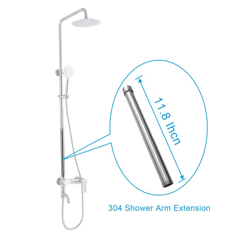 12 Inch 304 Shower Faucet Extension Pipe Tube Bar Only