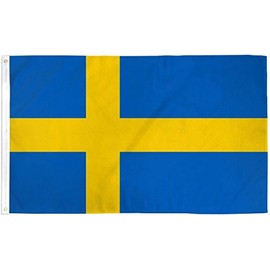 3x5 Sweden Flag Lot of 2 Flags Super Polyester Nylon Flag 3'x5' House Banner 90cm x 150cm Grommets Double Stitched Premium Quality Indoor Outdoor Pole Pennant (New)