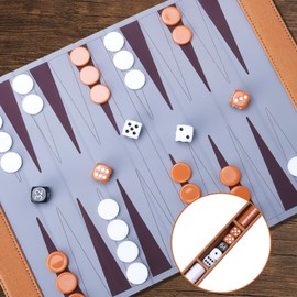 Travel Backgammon, Back Gammon Game Made of Solid Wood, Classic Board Game for Families, Travel and Strategy Lovers, Portable and Durable, Folding Style