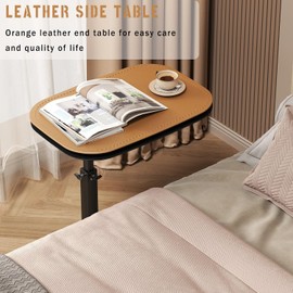 Windpost C Shaped Side Table,Adjustable Height C Shaped End Table,360°Swivel Couch Tables That Slide Under,Double Tabletop Under Couch Table for Living Room,Bedroom,Small Spaces