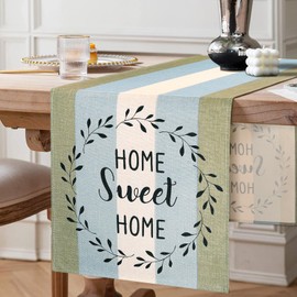 MAIXUN Table Runner Vintage Living Room 40 x 140 cm White Farmhouse Rustic Table Runner Green Blue Placemats Spring Planks Barn Table Mats Runner for Dining Table Party Wedding Linen