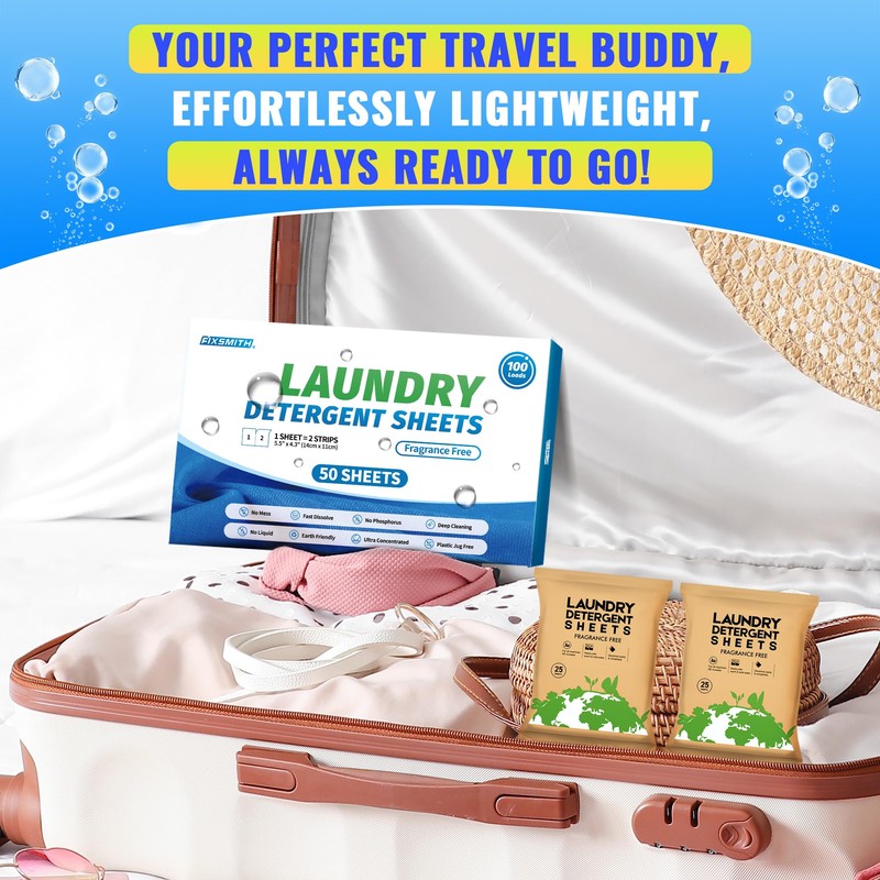 FIXSMITH Laundry Detergent Sheets - 100 Loads (50 Sheets) Fragrance