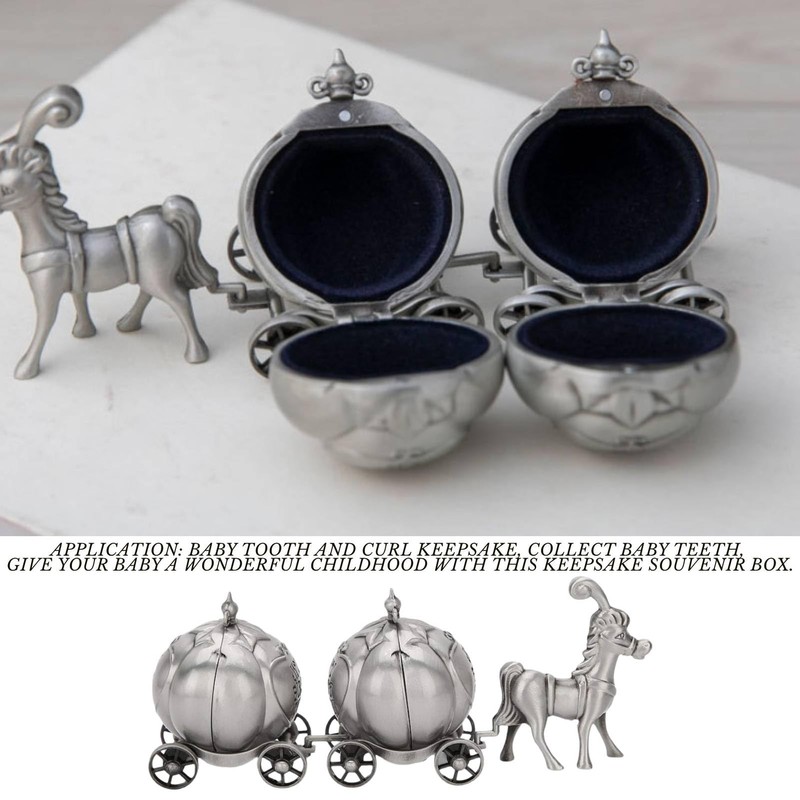 Silver Tooth Holder, First Curl and Tooth Keepsake Box,Carriage Shape