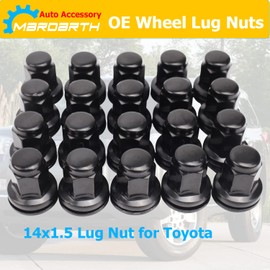 Set of 20, 14x1.5mm OEM Style Factory 1.85 Inch 7/8 22mm Hex Mag Washer Lug Nuts Compatible with Sequoia Landcruiser Tundra Lexus LX Black