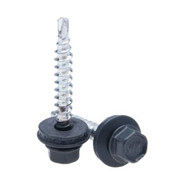 4.8 mm x 25 mm Roofing Screws, Hex Head Self-drilling Multi-color (RAL 7016 Anthracite Grey) Roof Screws With EPDM Sealed Washer, Rust Proof Zinc Plated Hardened Coarse Threads Screw for Outdoor Use