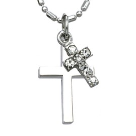 SoulBreezeCollection Two Christian Catholic Cross Anklet Charm Clear Rhinestones Ankle Bracelet for Women