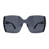 Womens Shield Rimless Oversize Butterfly Diva Sunglasses Black Carbon Print