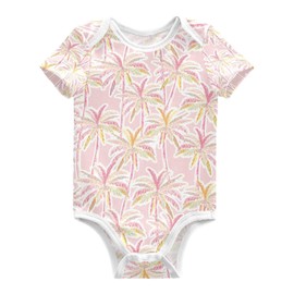 vvfelixl Baby Girls'Short-Sleeve Bodysuit,Hand Draw Tropical Palm Baby Onepiece Infant Outfits for Boy Newborn 0-3 Months, Multicolor, 3-6 Months