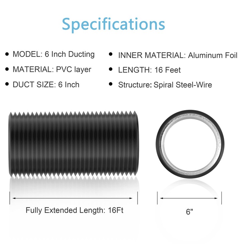 Hon&Guan Aluminium PVC Ventilation Air Ducting 150mm - Flexible Vent
