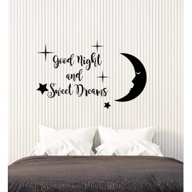 Vinyl Wall Decal Words Quote Good Night and Sweet Dreams Stickers Large Decor (3148ig) Black