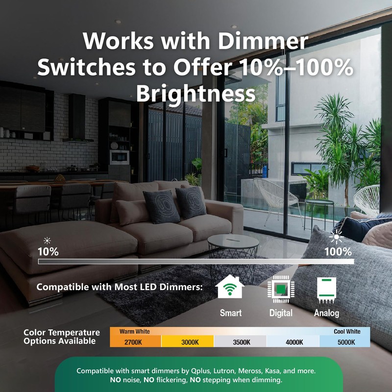 QPLUS Home 6-Pack 6-Inch Slim-Panel 5CCT Recessed Light, Black