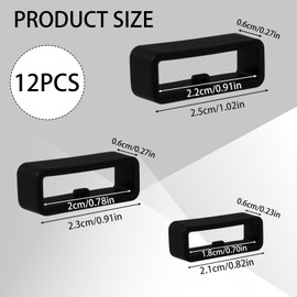 Notoke 12PCS Watch Band Keepers - 14/16/18mm Silicone Watch Strap Retainer Holder Loops - Replacement Fastener Rings for Smartwatches & Sports Watches (6 Black + 6 White)