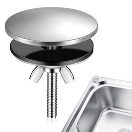 Tap Hole Plug, Sink Cover, Plug Sink, Blind Plug, Tap Hole Cover, Kitchen Hole Cover, Sink, 5 cm Tap Hole Cover for Home, Kitchen and Bathroom (Silver)