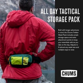 Chums Trekker Waist Pack - Unisex Tactical Fanny Pack & Bum Bag with multiple Storage Pockets for Travel and Hiking - Grey/Orange-Teal