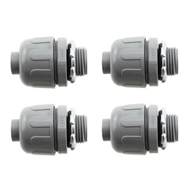 RLECS 4PCS Gray Nylon 6 Plastic 180 Degree Straight Conduit Connector 1/2 Inch Liquid Tight Accessories Electrical Box Duct Fitting Suitable for Building HVAC Outdoor Lighting