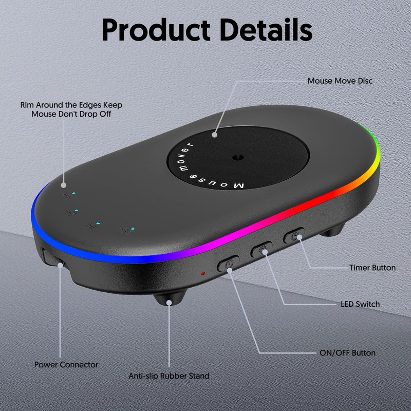 QYFP LED Mouse Jiggler Undetectable Mouse Mover Device with Timer,