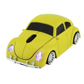 Wireless Classic Beetle Mouse 2.4GHz Optical USB Mouse with Headlights, 1600 DPI Plug & Play, Fun Car Design for Laptop, PC, Mac, Windows, Mac OS, – Cool Mini Mouse Gift for Kids, Students, Office Use