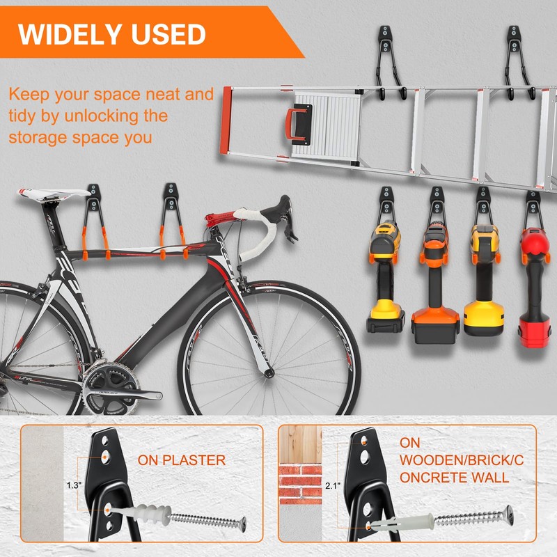 HUPBIPY Heavy Duty Garage Hooks 4 Pack, 7.7 inch U