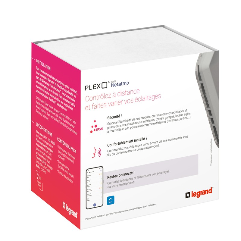 LEGRAND, Plexo New Connected Wet Room Surface-Mounted Light Switch, Dimming