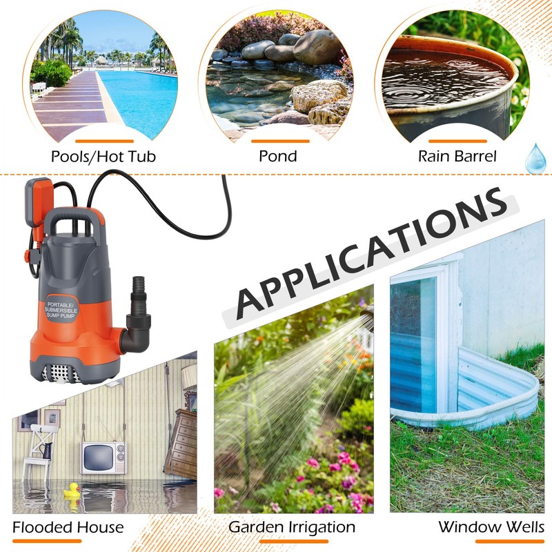 SHANGDA Sump Pump with Float Switch Submersible Water Pump Automatic