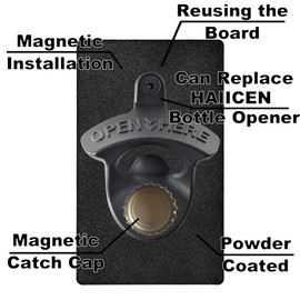 HAIICEN Magnetic Bottle Opener Wall Mounted Black Wall Hanging Beer Bottle Opener with Magnet for Fridge