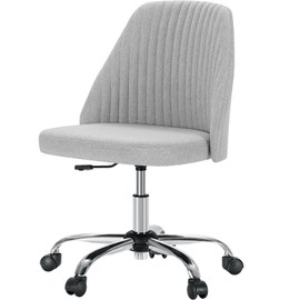 Elevon Armless Office Chair Cute Desk Chair, Modern Fabric Home Office Desk Chairs with Wheels Adjustable Swivel Task Computer Vanity Chair for Small Spaces