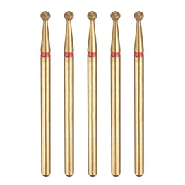 sourcing map 5pcs 200-230 Grits Diamond Grinding Bit 2.3mm Ball Head 2.35mm Shank 2.5mm Length Titanium Plated Stone Sanding Drill Bits Rotary Tool for Nails Grinding Polishing