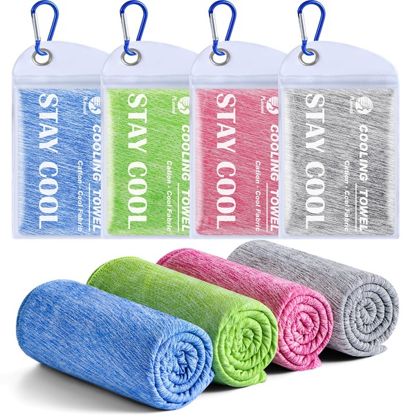 Pleneal Cooling Towels - 4 Pack Cooling Towel (40"x12"), Ice