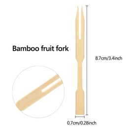 400PCS Wooden Fruit Forks, Two Prongs Fruit Forks Disposable Cocktail Food Picks 3.5 Inch Blunt-end Forks for Party