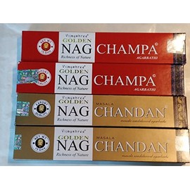Vijayshree Incense Sticks-2 X NAG CHANDAN and 2 x NAG CHAMPA with Souvenir Batch By Sterling Effectz (SE10)