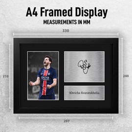 HWC Trading Khvicha Kvaratskhelia Paris St Germain PSG Gifts Printed Signed Autograph Picture for Football Fans and Supporters - A4 Framed