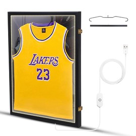 Nice C Jersey Frame Display Case with Lights, Jersey Shadow Box Display Case, Football Jersey Display Case with LED, 98% UV Protection, Valet Pinboard, Acrylic, Basketball (LED 1 Pack)