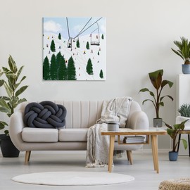 Stupell Industries Ski Lift Mountain Landscape Busy Slopes Winter Athletes, Design by Ashley Singleton Canvas Wall Art, 36x36, White