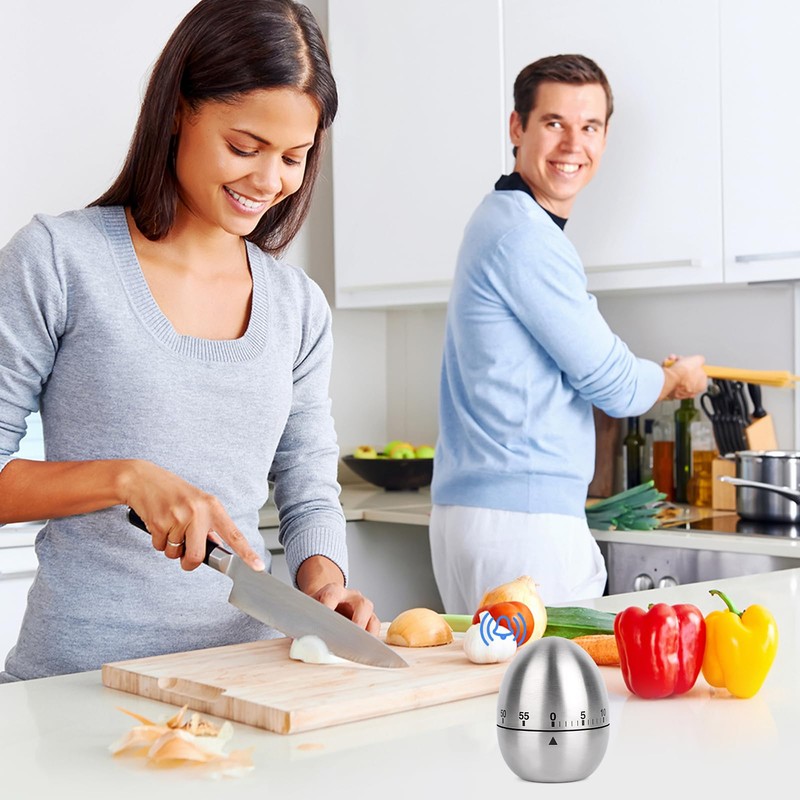 VMUTGA Egg Timer, Mechanical Egg Timer, Egg Shaped Timer Stainless