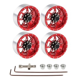 Pxyelec 4pcs RC Wheel Rims Hub, Beadlock Wheel Rims or 1/10 Axial SCX10 TRX4 D90 RC Crawler Car with Nut, Cross Wrench and Inner Hexagonal Wrench Repairing Tools