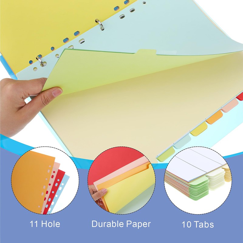 File Dividers A4, 10 Pack 10 Part Folder Dividers Coloured