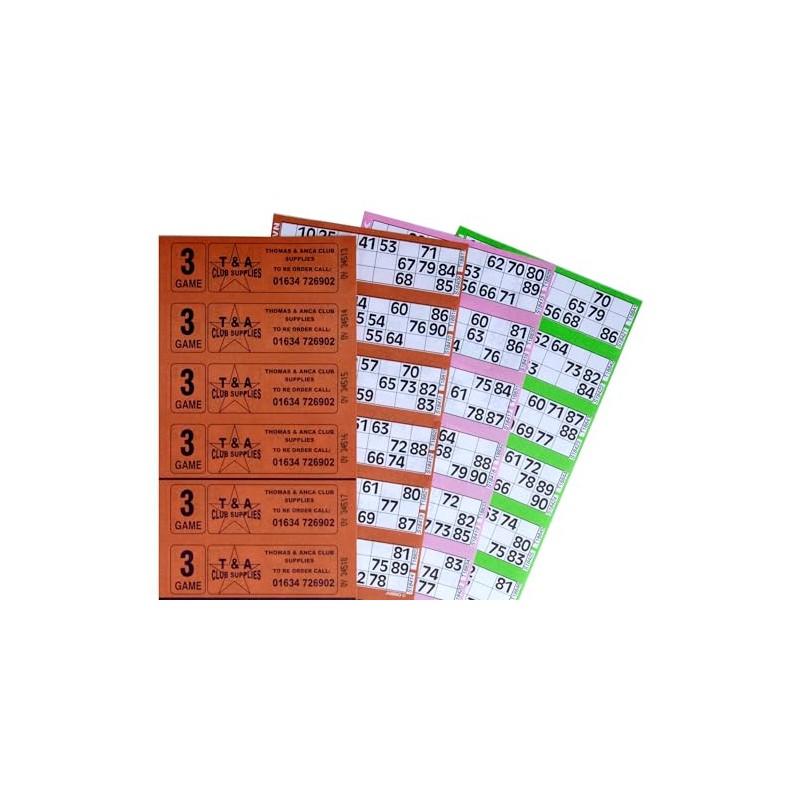 750 3 PAGE GAMES JUMBO BINGO TICKETS 6 TO VIEW