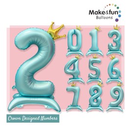 Make&fun Balloons Number Stand Birthday Party Easy Decoration Large 42" Balloons (Green:2)
