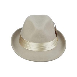 STACY ADAMS Men's Crushable Wool Felt Snap Brim Fedora Hat (Large, Cement)