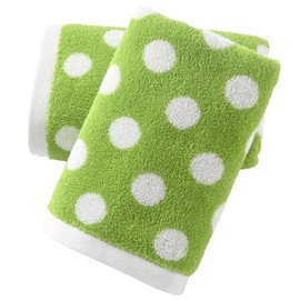 sense gnosis Green Hand Towels Set of 2 Polka Dot Pattern 100% Cotton Absorbent Soft Summer Hand Towels for Bathroom 13 x 29 Inch